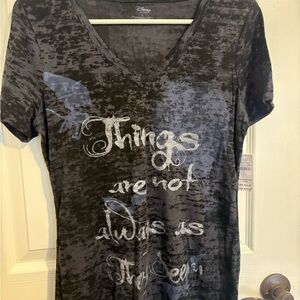 Disney Black Women's Top glitter text large